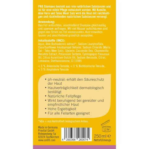 Hund Katze Zubehör Pro Shampoo 250ml 1 Stück -3- Anifit